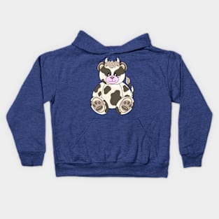 Cow Bear With Blue Background Kids Hoodie